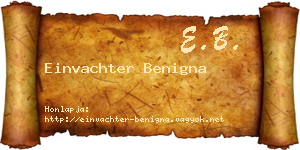 Einvachter Benigna névjegykártya