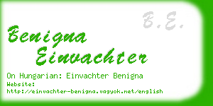 benigna einvachter business card